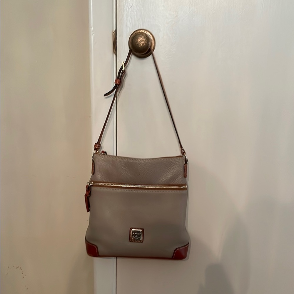Dooney & Bourke Taupe pebble leather shoulder Bag with Classic Design